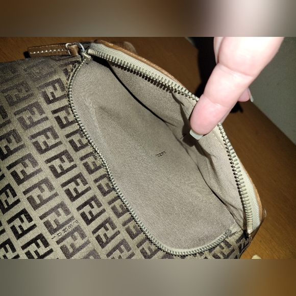 SALE! FENDI Zucchino Light Brown Canvas Leather Trim  Small Tote - Picture 8 of 10